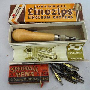 Speedball linoleum cutters pens set Lino tips drawing lettering block printing